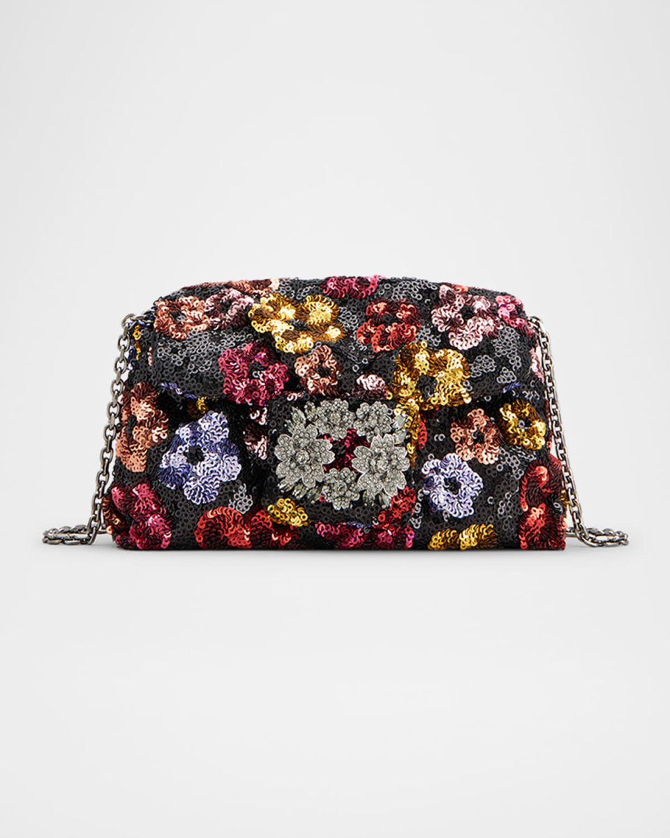 Micro Bouquet Flower Sequined Clutch Bag